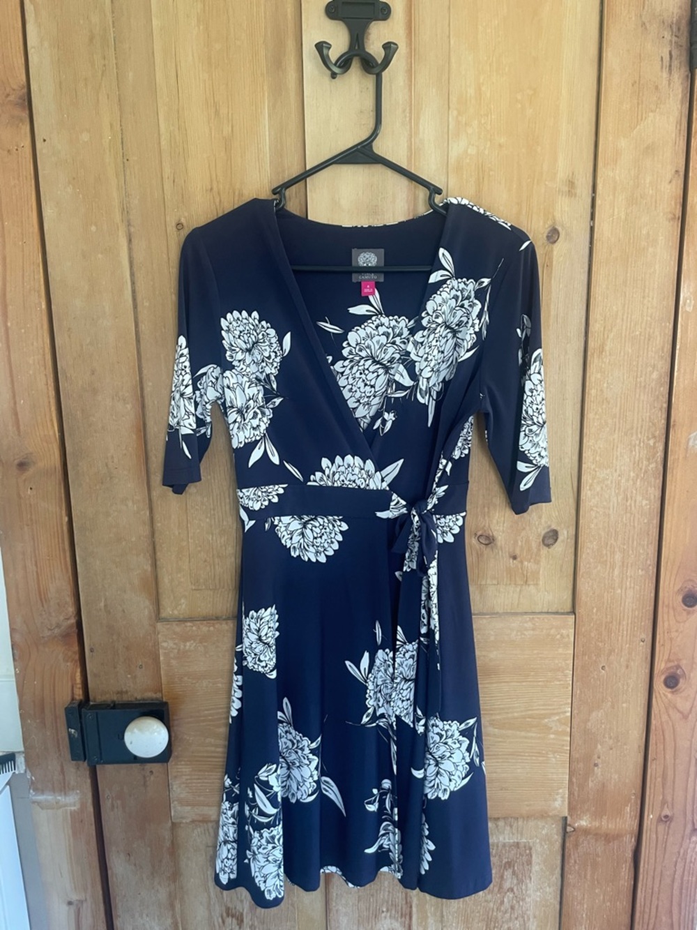 Vince Camuto Navy Dress with White Floral Print